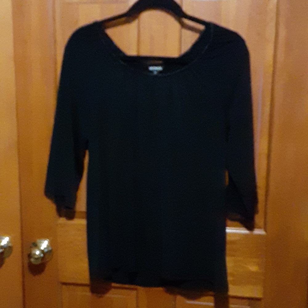 George Velvet Trim Scoop Neck Blouse